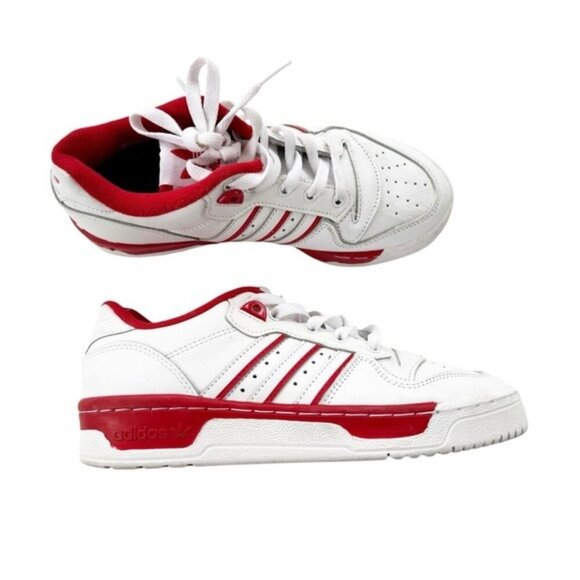 adidas Originals Rivalry Low Leather Sneaker Unisex Red White Size Youth 5.5 - Picture 3 of 12